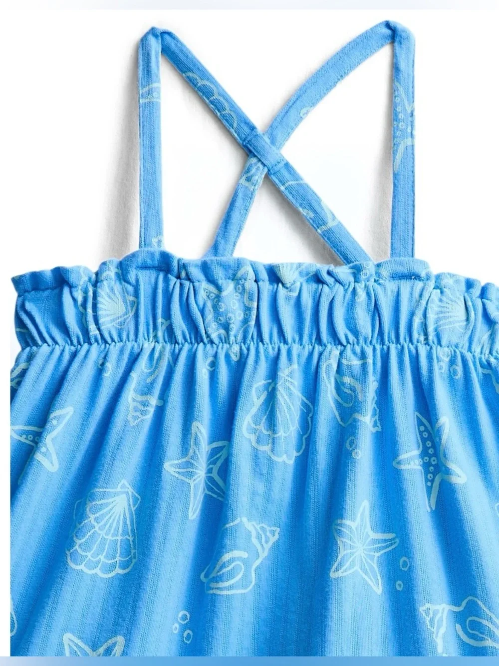 NWT Wonder Nation Girls 2-Piece Trapeze Top & Shorts Set Blue Seashell Size 5